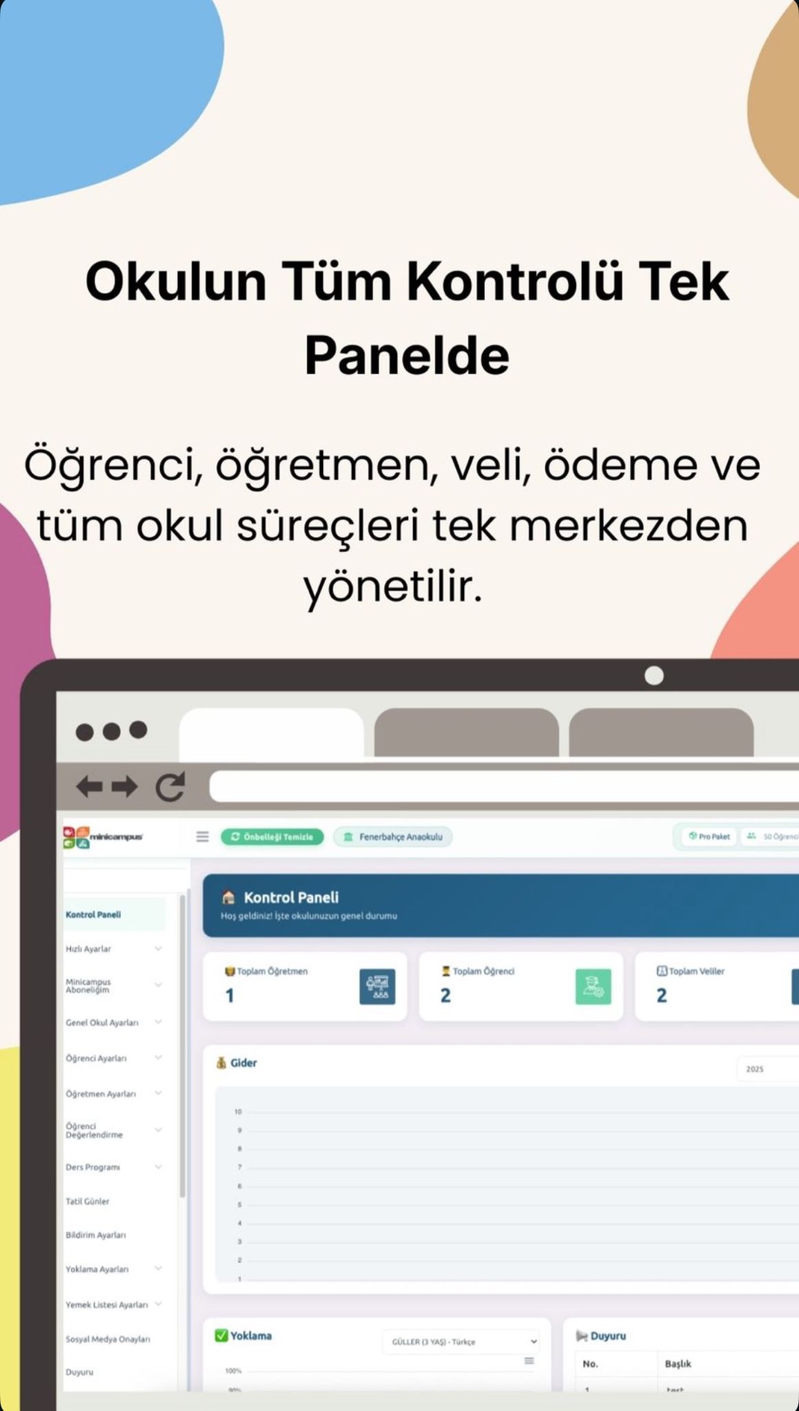 Okulun Tüm Kontrolü Tek Panelde